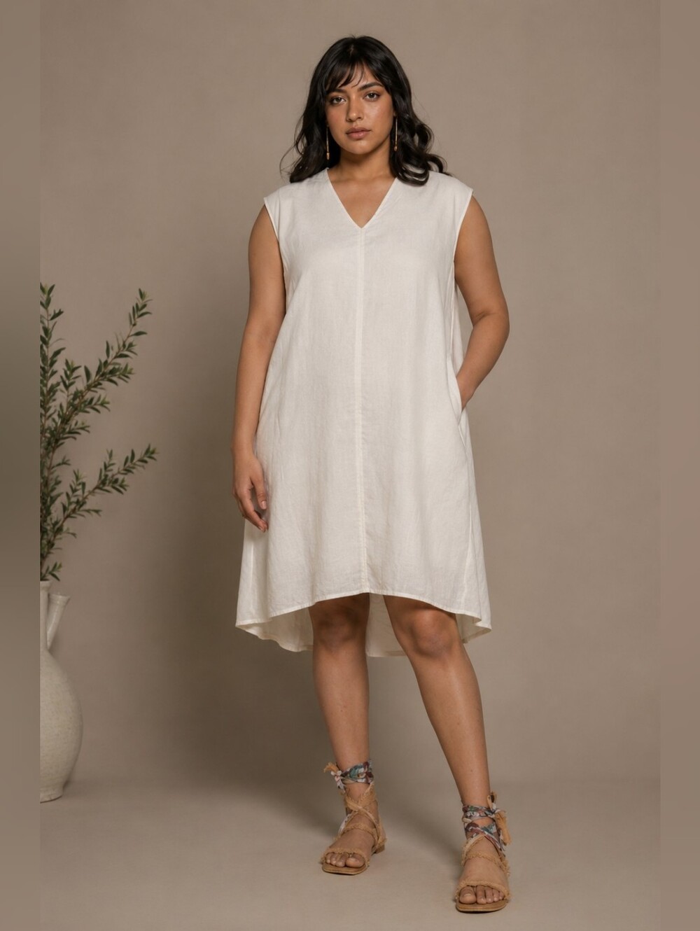 Reistor NWT The Musical Dusk Dress, Shell Off White Sz XL/XXL 100% Hemp